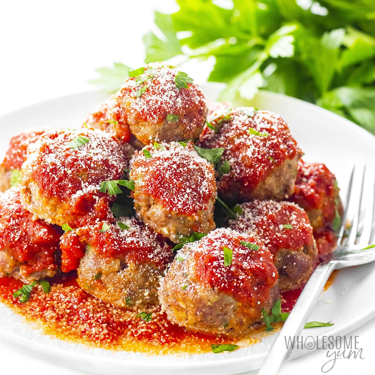 keto meatballs wholesomeyum.com