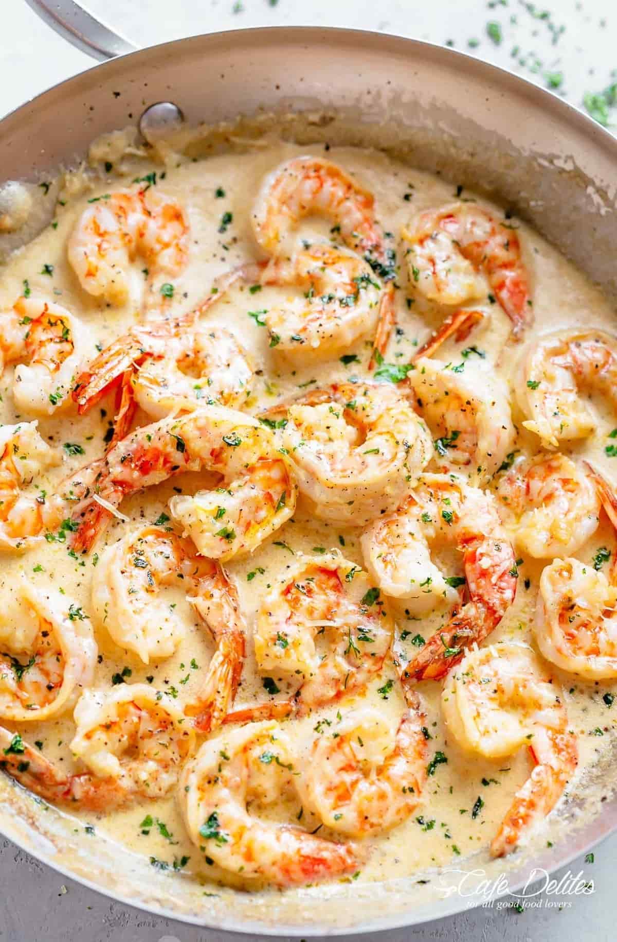 creamy garlic shrimp with parmesan