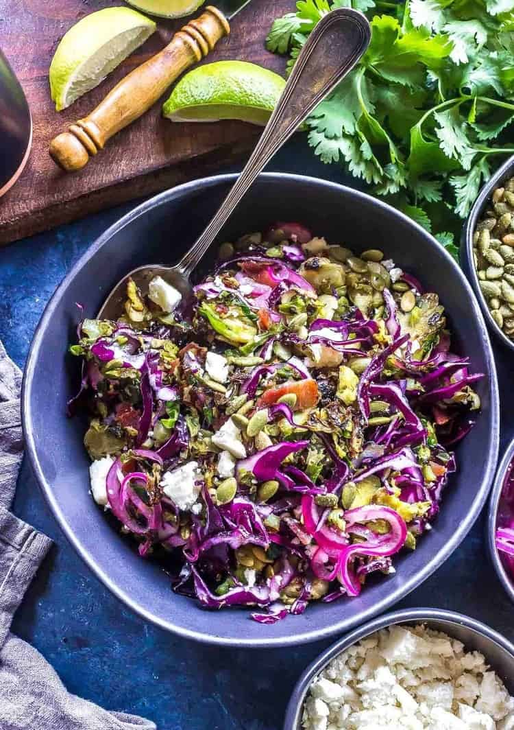 charred brussels sprouts salad, best keto side dishes